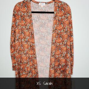 LuLaRoe Sarah Duster Cardigan XS Floral Roses NEW